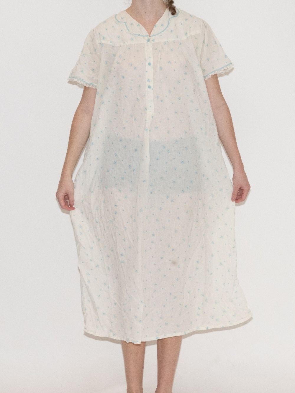 Vintage 1950s babydoll nightgown flower print size XL puritan cotton